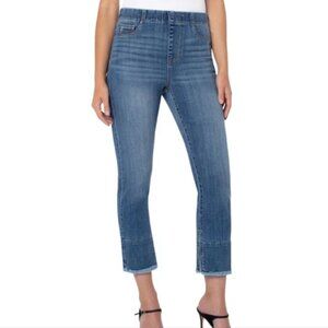 LIVERPOOL CHLOE CROP SLIT JEANS Women's 8 high rise, inside slit frayed hem EUC